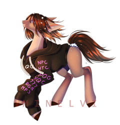 Size: 2416x2520 | Tagged: safe, artist:minelvi, derpibooru import, oc, oc only, earth pony, pony, clothes, colored hooves, ear fluff, ears, earth pony oc, hoodie, signature, simple background, solo, transparent background