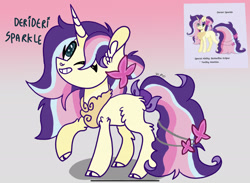 Size: 2284x1668 | Tagged: safe, artist:caramelbolt24, derpibooru import, oc, oc only, pony, unicorn, abstract background, chest fluff, cloven hooves, duo, ear fluff, ears, female, grin, horn, magical lesbian spawn, mare, offspring, one eye closed, parent:fluttershy, parent:twilight sparkle, parents:twishy, raised hoof, raised leg, signature, smiling, unicorn oc, wink