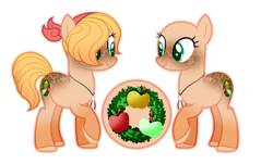 Size: 1024x620 | Tagged: safe, artist:moonbeamhamato, derpibooru import, applejack, earth pony, pony, alternative cutie mark placement, jewelry, necklace, redesign, simple background, solo, transparent background