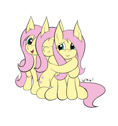 Size: 2267x2424 | Tagged: safe, artist:wapamario63, fluttershy, pegasus, pony, clone, clones, cute, female, hug, hugging herself, hugging herself and herself, mare, self ponidox, selfcest, shyabetes, simple background, transparent background, wat, weapons-grade cute, wtf