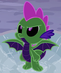 Size: 500x600 | Tagged: safe, edit, screencap, spike, dragon, molt down, creator, cropped, inverted colors, male, solo, spread wings