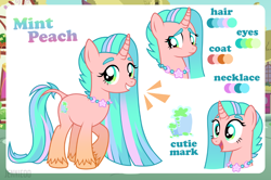 Size: 1200x798 | Tagged: safe, alternate version, artist:jennieoo, derpibooru import, oc, oc:mint peach, pony, unicorn, happy, long mane, shy, smiling, solo