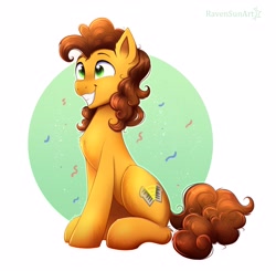 Size: 3831x3759 | Tagged: safe, artist:confetticakez, derpibooru import, cheese sandwich, earth pony, pony, grin, happy, smiling, solo