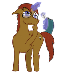 Size: 753x940 | Tagged: safe, artist:lasty, ponybooru exclusive, oc, oc:truthy o'true, unicorn, ponybooru collab 2021, glasses, male, notepad, quill pen, simple background, solo, transparent background