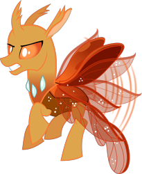 Size: 3848x4689 | Tagged: safe, artist:lincolnbrewsterfan, derpibooru exclusive, derpibooru import, oc, oc only, oc:venerate, changedling, changeling, .svg available, angry, battle stance, buzzing wings, changedling oc, changeling oc, colored pupils, colorful, determination, determined, determined face, determined look, furious, gritted teeth, horn, inkscape, male, motion blur, motion lines, orange (color), orange changeling, orange eyes, rhinestone, rhinestones, simple background, svg, transparent background, vector, wings