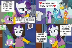 Size: 720x478 | Tagged: safe, derpibooru import, gabby, princess ember, rarity, smolder, spike, starlight glimmer, pony, unicorn, bart simpson, comic, crossover, emberspike, female, jealous, krusty the clown, male, shipping, spabby, spanish, sparity, sparlight, spike gets all the mares, spolder, straight, the simpsons, translated in the comments, translation request