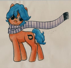 Size: 1702x1635 | Tagged: safe, artist:juliana emy, derpibooru import, oc, oc only, oc:samekh, earth pony, clothes, male, scarf, solo, stallion, traditional art