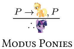 Size: 731x489 | Tagged: safe, derpibooru import, applejack, twilight sparkle, earth pony, unicorn, logic, obscure reference, pun, simple background, white background