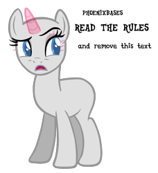 Size: 1092x1200 | Tagged: safe, artist:kingbases, derpibooru import, oc, oc only, pony, unicorn, bald, base, d:, eyelashes, female, horn, mare, open mouth, simple background, solo, transparent background, unicorn oc