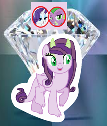 Size: 670x785 | Tagged: safe, artist:pipermintmagic, derpibooru import, rarity, spike, oc, dracony, hybrid, female, interspecies offspring, male, offspring, parent:rarity, parent:spike, parents:sparity, shipping, sparity, straight