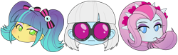 Size: 2224x687 | Tagged: safe, artist:batipin, derpibooru import, photo finish, pixel pizazz, violet blurr, equestria girls, simple background, transparent background