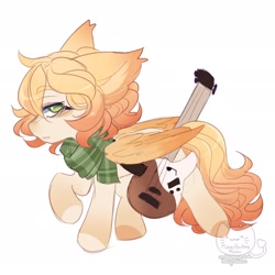 Size: 1920x1920 | Tagged: safe, artist:honkingmother, derpibooru import, oc, oc only, pegasus, pony, clothes, guitar, looking at you, musical instrument, scarf, sketch, solo