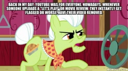 Size: 600x337 | Tagged: safe, derpibooru import, edit, edited screencap, screencap, granny smith, where the apple lies, caption, image macro, meme, text