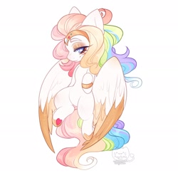 Size: 1920x1920 | Tagged: safe, artist:honkingmother, derpibooru import, oc, oc only, pegasus, pony, colored wings, colored wingtips, flying, lidded eyes, looking at you, smiling, solo, spread wings, underhoof, wings