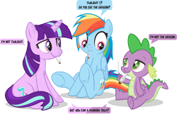 Size: 4777x3152 | Tagged: safe, artist:le-23, derpibooru import, rainbow dash, spike, starlight glimmer, pony, unicorn, 420, alternate hairstyle, backwards cutie mark, drugs, high, red eyes, simple background, speech bubble, transparent background, tripping