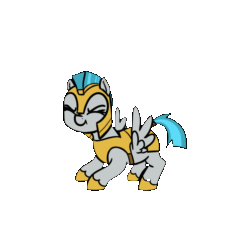 Size: 1170x1200 | Tagged: safe, alternate version, artist:neuro, windstorm, pegasus, pony, animated, dancing, female, gif, guardsmare, mare, royal guard, simple background, solo, transparent background
