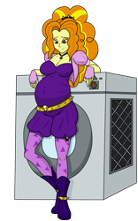 Size: 2500x4000 | Tagged: safe, artist:thenypod4, artist:valtorgun-le-grand, color edit, derpibooru import, edit, adagio dazzle, equestria girls, adagio preggo, belly, big belly, boots, clothes, colored, female, fingerless gloves, gloves, pregnant, shoes, simple background, smiling, solo, transparent background, washing machine