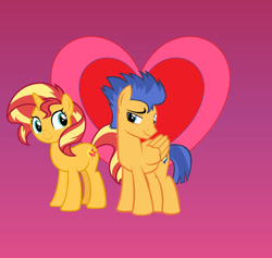 Size: 1280x1214 | Tagged: safe, artist:detailedatream1991, derpibooru import, flash sentry, sunset shimmer, female, flashimmer, heart, male, shipping, straight