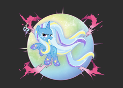 Size: 1507x1080 | Tagged: safe, artist:thehumanboywonder, derpibooru import, trixie, unicorn, grin, mega evolution, pokémon, rainbow power, rainbow power-ified, smiling