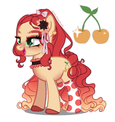 Size: 900x950 | Tagged: safe, artist:gihhbloonde, derpibooru import, earth pony, pony, clothes, female, magical lesbian spawn, mare, offspring, parent:applejack, parent:cherry jubilee, simple background, socks, solo, transparent background