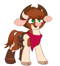 Size: 1024x1114 | Tagged: safe, artist:ljdamz1119, derpibooru import, arizona cow, cow, them's fightin' herds, boots, clothes, community related, cowgirl outfit, gun, holster, rope, scarf, shoes, solo, weapon