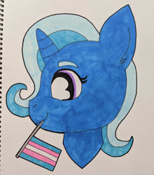 Size: 1280x1456 | Tagged: safe, artist:peachi_tea, derpibooru import, trixie, pony, unicorn, bust, portrait, pride, pride flag, solo, traditional art, transgender, transgender pride flag