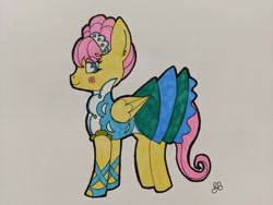 Size: 1280x960 | Tagged: safe, artist:peachi_tea, derpibooru import, fluttershy, clothes, dress, traditional art