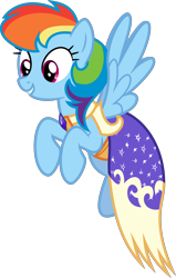 Size: 3000x4729 | Tagged: safe, artist:ambassad0r, derpibooru import, rainbow dash, pegasus, pony, make new friends but keep discord, alternate hairstyle, clothes, dress, female, gala dress, mare, simple background, solo, transparent background, vector