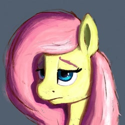 Size: 1800x1800 | Tagged: safe, artist:dummyhorse, derpibooru import, fluttershy, pony, apathy, bust, female, lidded eyes, looking at you, mare, melancholy, portrait, solo, speedpaint available, three quarter view