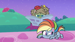 Size: 1920x1080 | Tagged: safe, derpibooru import, screencap, dishwater slog, rainbow dash, my little pony: pony life, the best of the worst, male, newspaper
