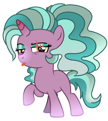 Size: 948x1068 | Tagged: safe, artist:venomous-cookietwt, derpibooru import, oc, oc:lilith glimmer, pony, unicorn, base used, female, filly, offspring, parent:oc:bradon, parent:starlight glimmer, parents:canon x oc, raised hoof, raised leg, simple background, solo, tongue, tongue out, transparent background