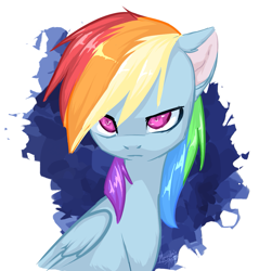 Size: 1191x1247 | Tagged: safe, artist:megabait, derpibooru import, rainbow dash, pegasus, pony, eye, eyes, female, serious, simple background, sketch, solo, stare