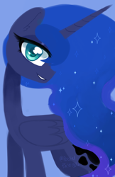 Size: 2140x3311 | Tagged: safe, artist:pastelpastryuwu, derpibooru import, princess luna, alicorn, pony, looking at you, smiling, solo, sparkles