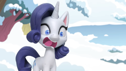 Size: 1920x1080 | Tagged: safe, derpibooru import, screencap, rarity, pony, my little pony: pony life, my little pony: stop motion short, snow pony contest (short), screaming, solo, stop motion