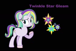 Size: 2008x1356 | Tagged: safe, artist:kucysia123, derpibooru import, oc, oc:twinkle star, oc:twinkle star gleam, pony, unicorn, base used, black background, offspring, parent:prince blueblood, parent:starlight glimmer, parents:bluelight, simple background