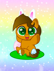 Size: 938x1250 | Tagged: safe, artist:aleximusprime, artist:spellboundcanvas, derpibooru import, oc, earth pony, bunny ears, cute, easter, easter egg, holiday, solo