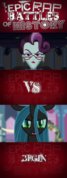 Size: 1024x2730 | Tagged: safe, derpibooru import, edit, edited screencap, screencap, principal abacus cinch, queen chrysalis, a canterlot wedding, equestria girls, friendship games, epic rap battles of history, versus