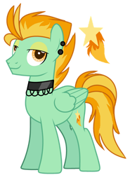 Size: 1280x1728 | Tagged: safe, artist:venomous-cookietwt, derpibooru import, oc, pony, choker, magical lesbian spawn, male, offspring, parent:lightning dust, parent:spitfire, simple background, solo, stallion, transparent background