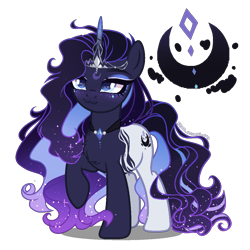 Size: 1100x1100 | Tagged: safe, artist:gihhbloonde, derpibooru import, oc, pony, unicorn, female, magical lesbian spawn, mare, offspring, parent:princess luna, parent:rarity, parents:rariluna, simple background, solo, transparent background