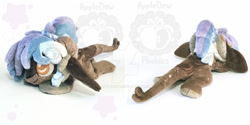 Size: 1024x512 | Tagged: safe, artist:appledew, derpibooru import, oc, oc:astride, pony, chibi, horns, irl, lying down, obtrusive watermark, photo, plushie, prone, solo, watermark