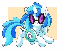 Size: 3000x2500 | Tagged: safe, artist:makishi_ookami, derpibooru import, dj pon-3, vinyl scratch, inflatable pony, balloon, balloon pony, headphones, inflatable, looking at you, solo, sunglasses