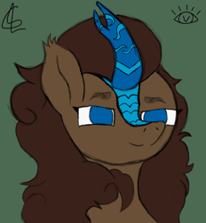 Size: 1112x1200 | Tagged: safe, artist:globlet_, derpibooru import, oc, oc:aqua, oc:naana_wolfe, kirin, clothes, coat, coat markings, colored, horn, profile, request, requested art, sketch, smiling, smirk