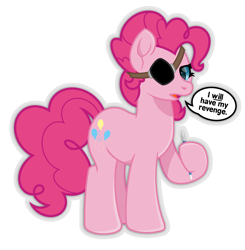 Size: 3200x3270 | Tagged: safe, artist:ponkus, derpibooru import, pinkie pie, earth pony, pony, eyepatch, simple background, solo, transparent background