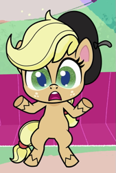 Size: 425x628 | Tagged: safe, derpibooru import, screencap, applejack, how applejack got her hat back, my little pony: pony life, beret, cropped, hat, solo