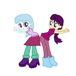 Size: 768x768 | Tagged: safe, artist:fierymoon, derpibooru import, boysenberry, cotton cloudy, human, equestria girls, .ai available, .svg available, absurd resolution, berries, best friends, boots, boysenbetes, braid, braided pigtails, bump, bump bump sugar lump rump, butt to butt, butt touch, clothes, cloud, cottonbetes, cute, cutie mark, cutie mark on clothes, duo, duo female, equestria girls-ified, female, humanized, leggings, shirt, shoes, simple background, skirt, svg, t-shirt, transparent background, triple berry, vector