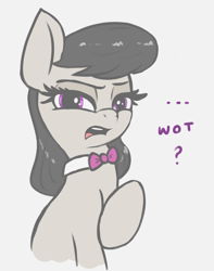 Size: 1297x1648 | Tagged: safe, artist:t72b, derpibooru import, octavia melody, earth pony, pony, ..., bust, female, looking at you, mare, octavia is not amused, raised hoof, raised leg, simple background, solo, u wot m8, unamused, white background