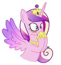 Size: 1642x1762 | Tagged: safe, artist:banquo0, derpibooru import, princess cadance, alicorn, pony, blushing, bust, crown, embarrassed, jewelry, regalia, simple background, solo, transparent background