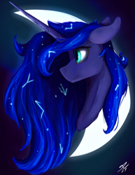 Size: 2160x2800 | Tagged: safe, artist:tenebrisnoctus, derpibooru import, princess luna, alicorn, pony, bust, constellation, crescent moon, female, mare, moon, solo