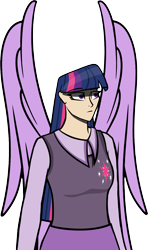 Size: 1851x3126 | Tagged: safe, artist:cyril_deroach, derpibooru import, twilight sparkle, twilight sparkle (alicorn), alicorn, human, clothes, cutie mark, cutie mark on clothes, humanized, simple background, transparent background, winged humanization, wings