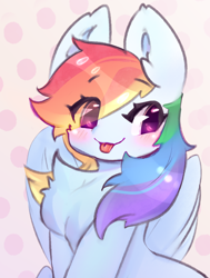 Size: 1000x1324 | Tagged: safe, artist:haokan, derpibooru import, rainbow dash, pegasus, pony, :p, chest fluff, cute, simple background, sketch, smug, solo, tongue, tongue out